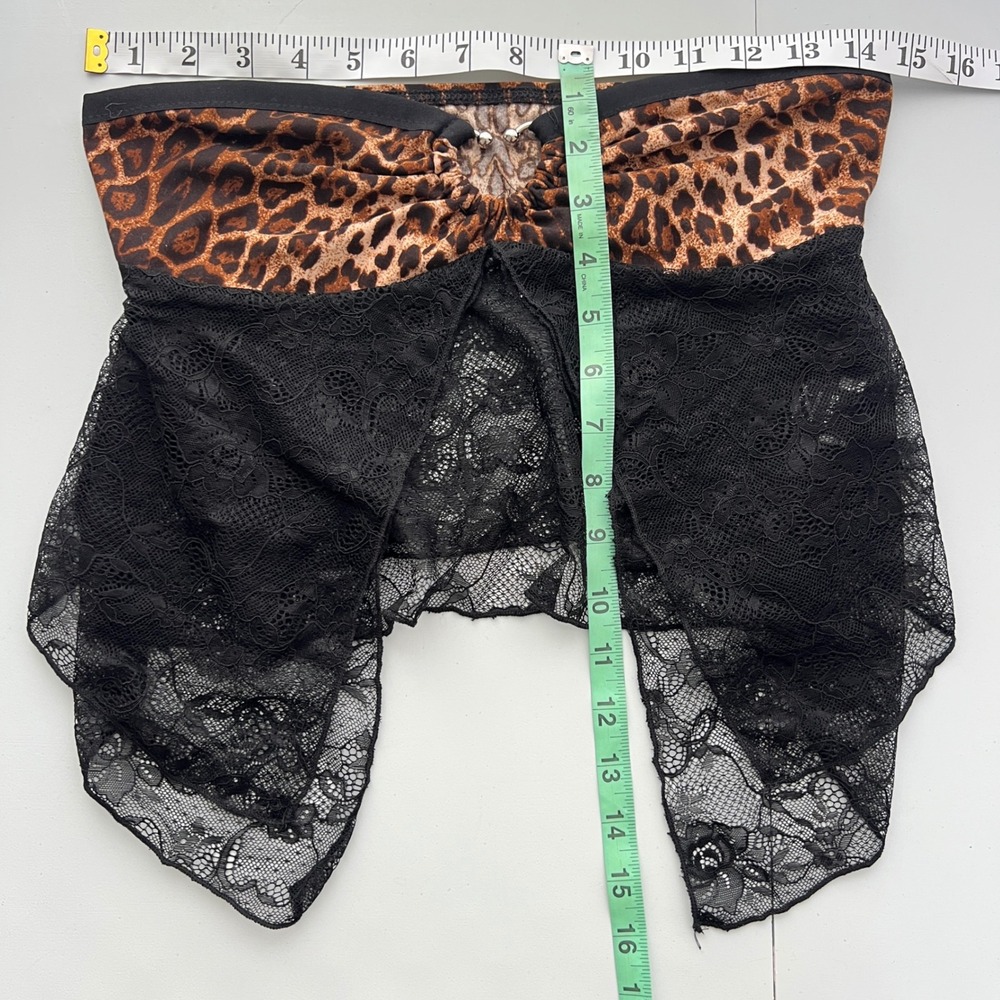 SHEIN Leopard Print Lace Strapless Babydoll Tube Top size Small grunge Y2K style - Picture 8 of 8